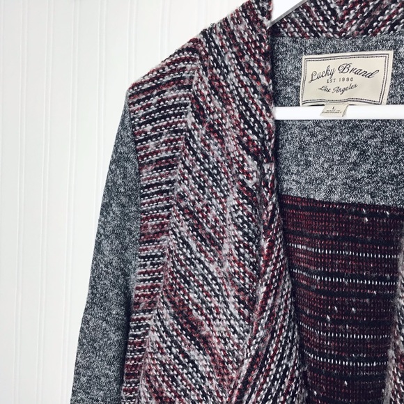 Lucky Brand gray wool blend open cascading sweater size Large - Picture 4 of 14